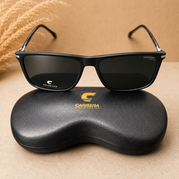 Carrera Other - Carrera 298/S Black Rectangular Sunglasses Green Lenses Matte Black Frame